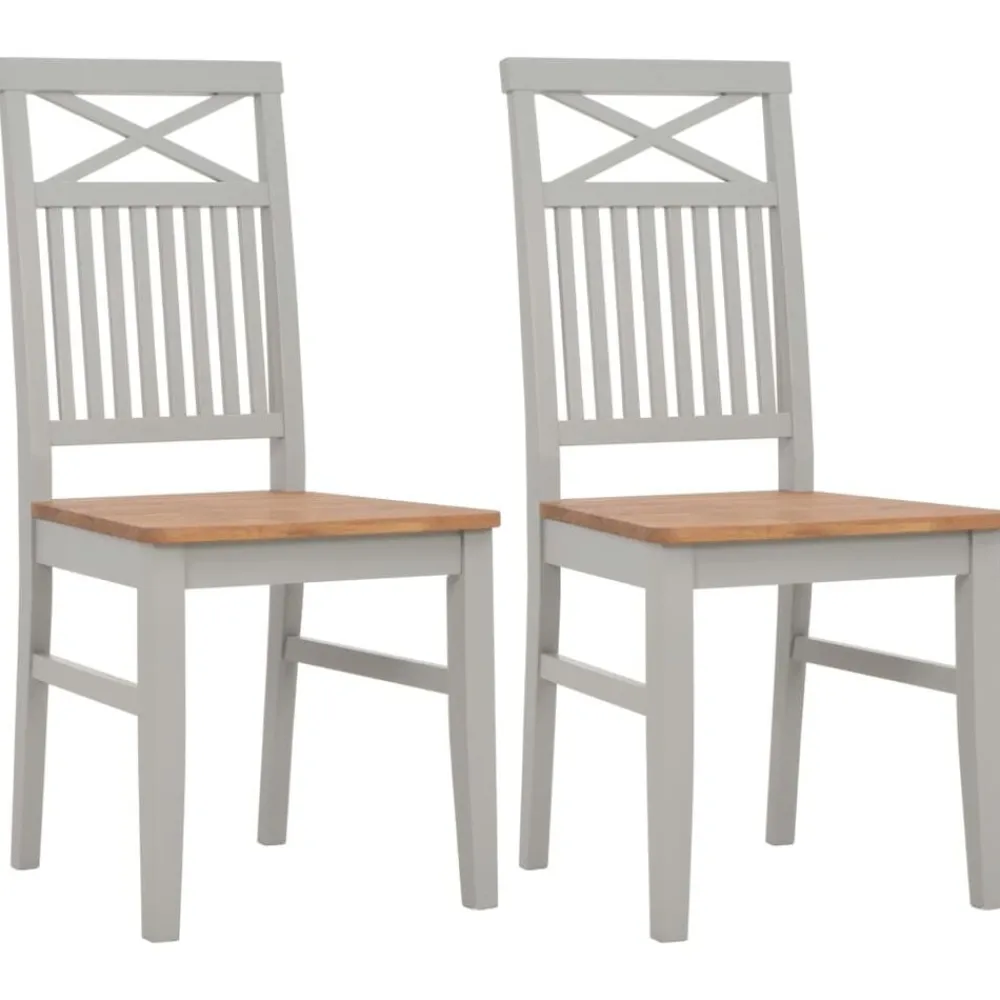 vidaXL Sillas de comedor 2 unidades madera maciza de roble Gris Online