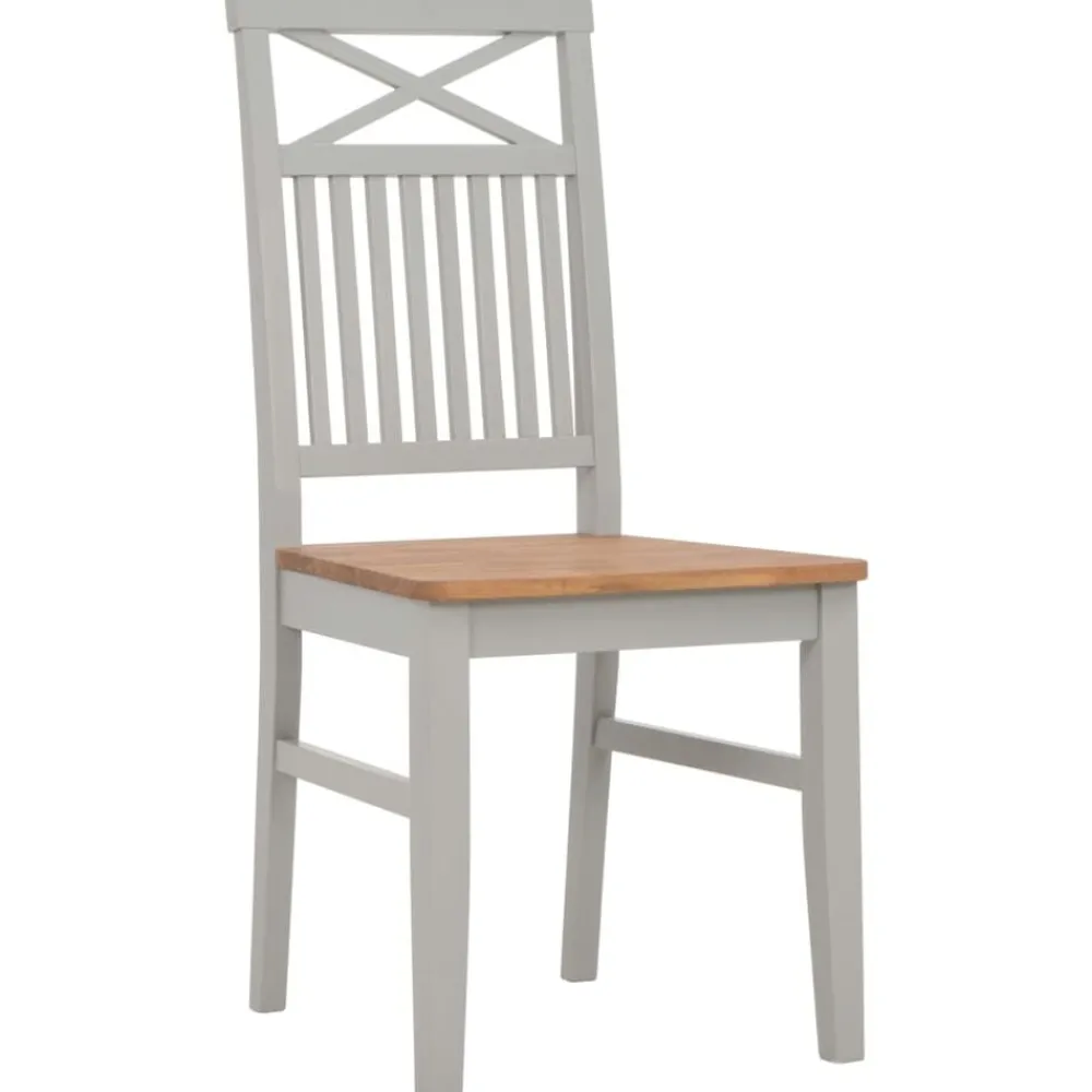 vidaXL Sillas de comedor 2 unidades madera maciza de roble Gris Online