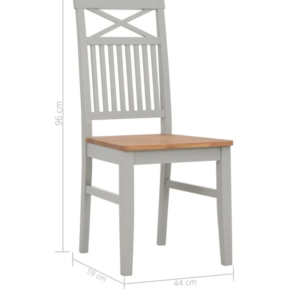 vidaXL Sillas de comedor 2 unidades madera maciza de roble Gris Online