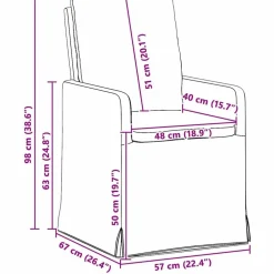 vidaXL Sillas-Sillas de comedor 2 pcs 57 x 67 x 98 cm tela