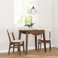 vidaXL Sillas de comedor con cojines 2 uds madera maciza marrón caucho Marr&oacute;n y claro
