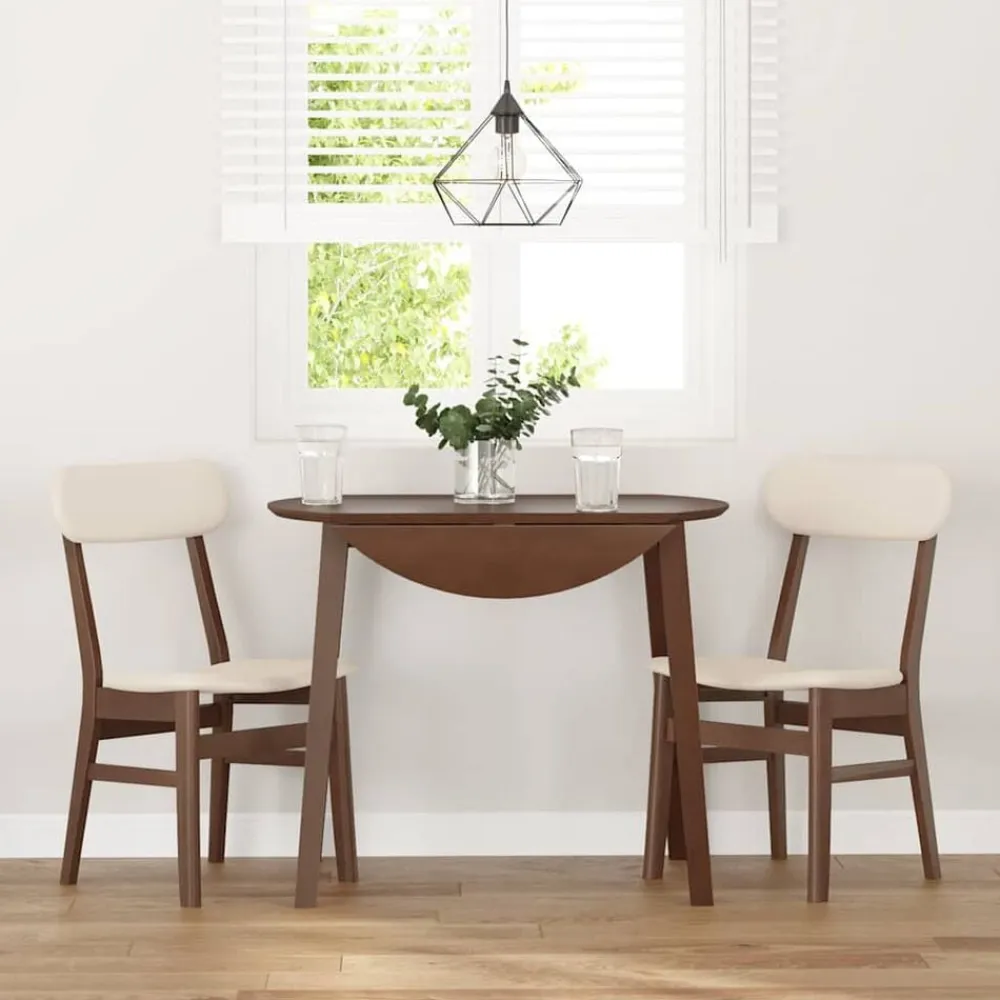 vidaXL Sillas de comedor con cojines 2 uds madera maciza marrón caucho Marrón y claro
