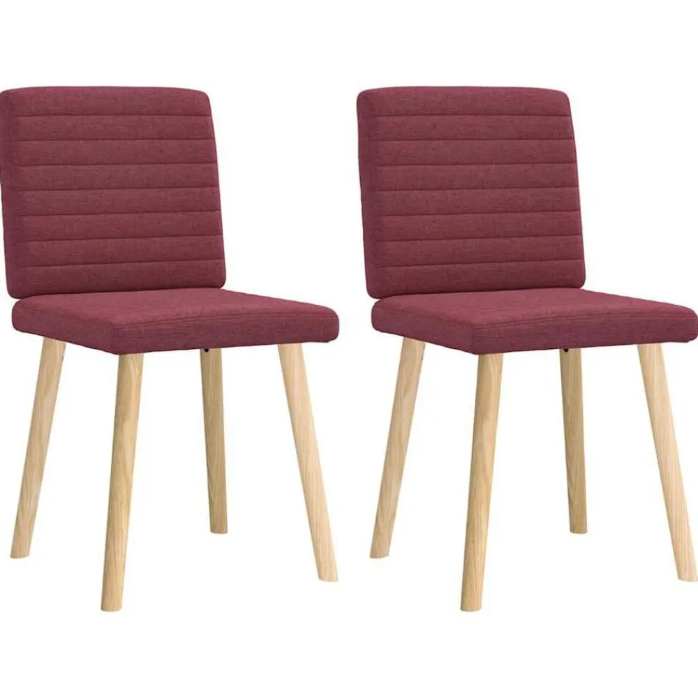 vidaXL Sillas-Sillas de comedor 2 unidades tela rojo tinto