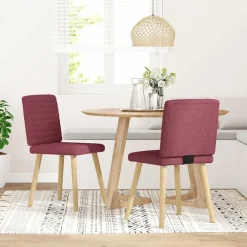 vidaXL Sillas-Sillas de comedor 2 unidades tela rojo tinto
