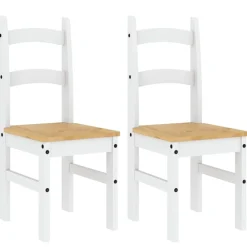 vidaXL Sillas-Sillas de comedor 2 uds madera maciza pino 40x46x99 cm