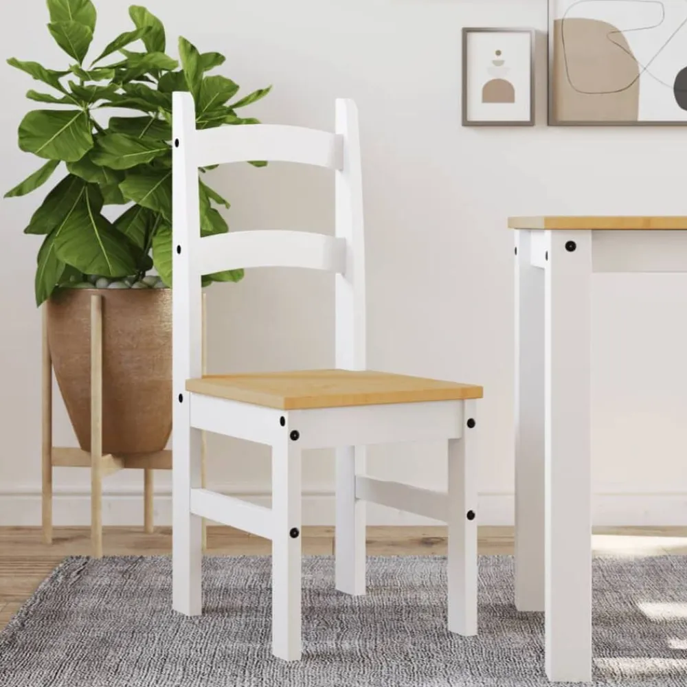 vidaXL Sillas-Sillas de comedor 2 uds madera maciza pino 40x46x99 cm
