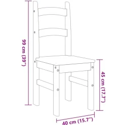 vidaXL Sillas-Sillas de comedor 2 uds madera maciza pino 40x46x99 cm