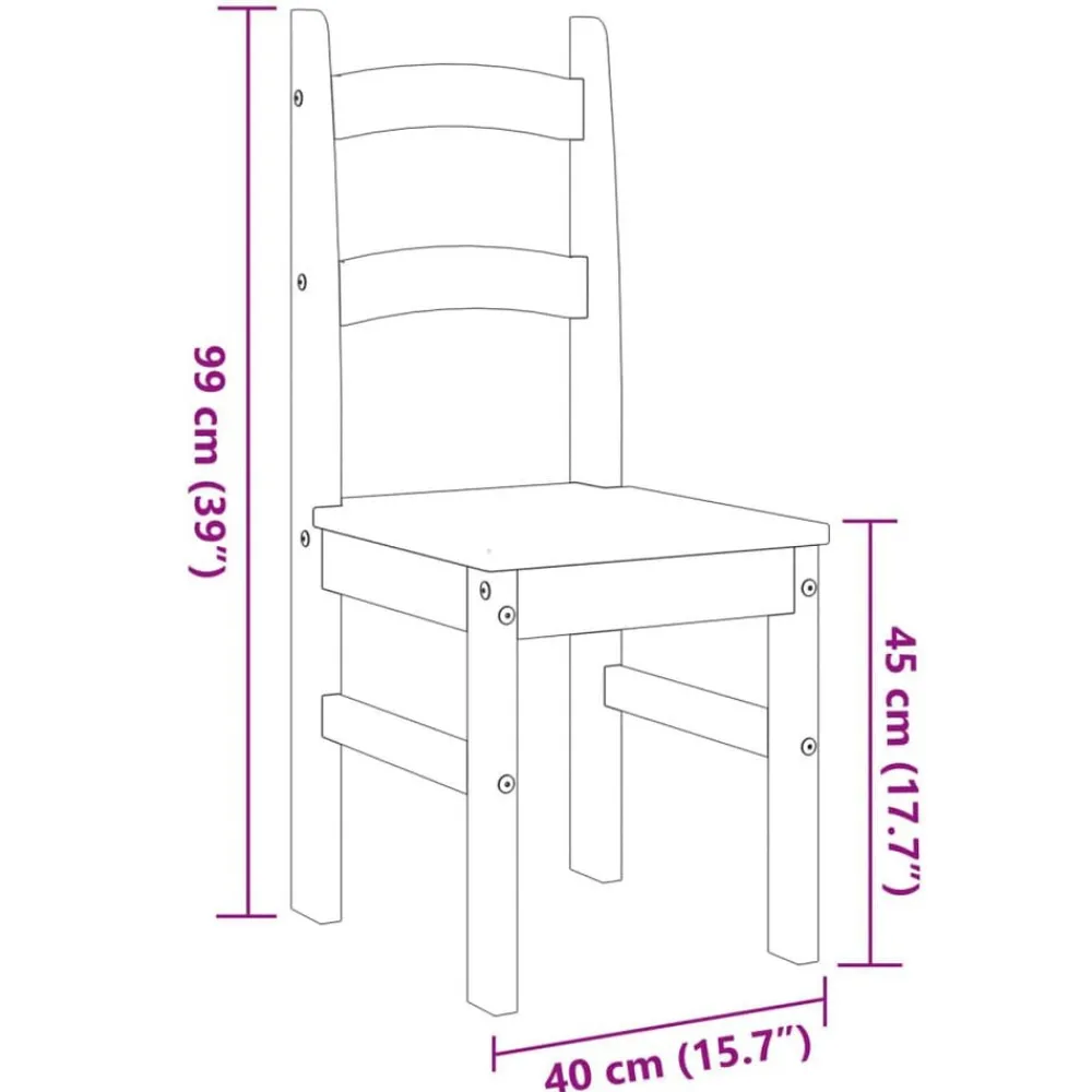 vidaXL Sillas-Sillas de comedor 2 uds madera maciza pino 40x46x99 cm