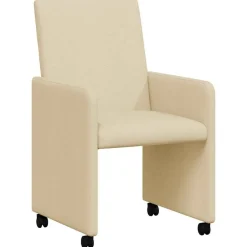 vidaXL Sillas de Comedor con Ruedas 2 pcs 57 x 66 x 94 cm tela Crema Sale