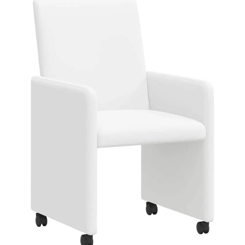 vidaXL Sillas de Comedor con Ruedas con ruedas 2 pcs 57 x 66 x 94 cm White Clearance