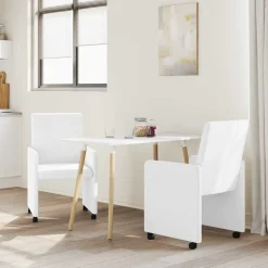 vidaXL Sillas de Comedor con Ruedas con ruedas 2 pcs 57 x 66 x 94 cm White Clearance