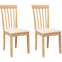 vidaXL Sillas de comedor con cojines 2uds madera maciza natural caucho Natural y crema Hot