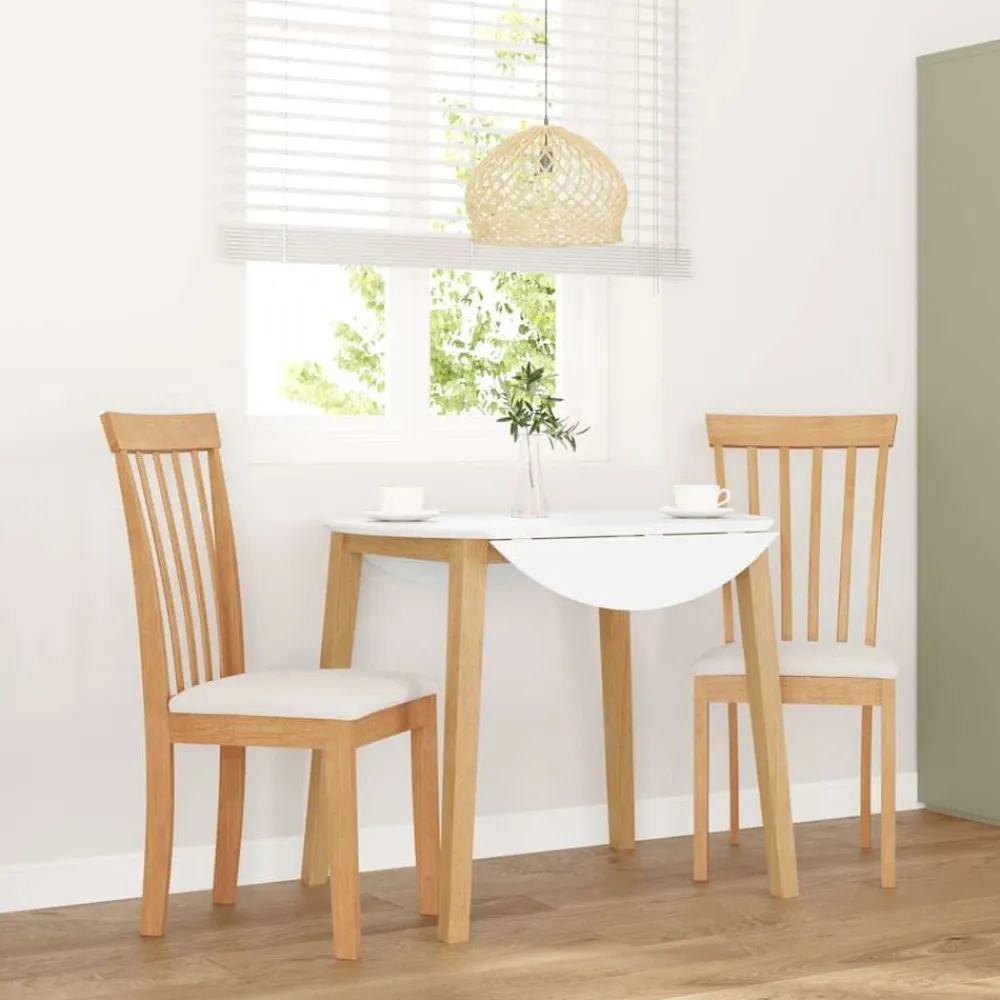 vidaXL Sillas de comedor con cojines 2uds madera maciza natural caucho Natural y crema Hot