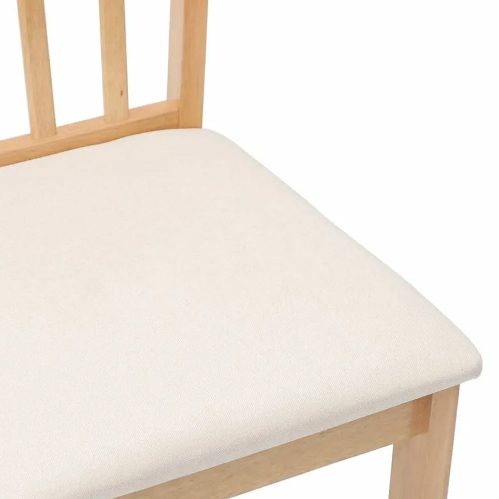 vidaXL Sillas de comedor con cojines 2uds madera maciza natural caucho Natural y crema Hot