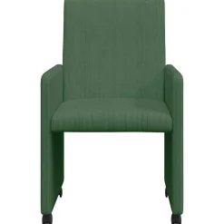 vidaXL Sillas de Comedor con Ruedas 2 pcs Verde grisáceo Tela de pana Verde gris&aacute;ceo Best
