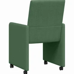 vidaXL Sillas de Comedor con Ruedas 2 pcs Verde grisáceo Tela de pana Verde gris&aacute;ceo Best