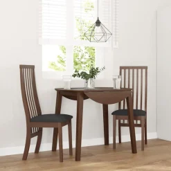 vidaXL Sillas de comedor con cojines 2 uds madera maciza marrón caucho Marr&oacute;n y negro Hot