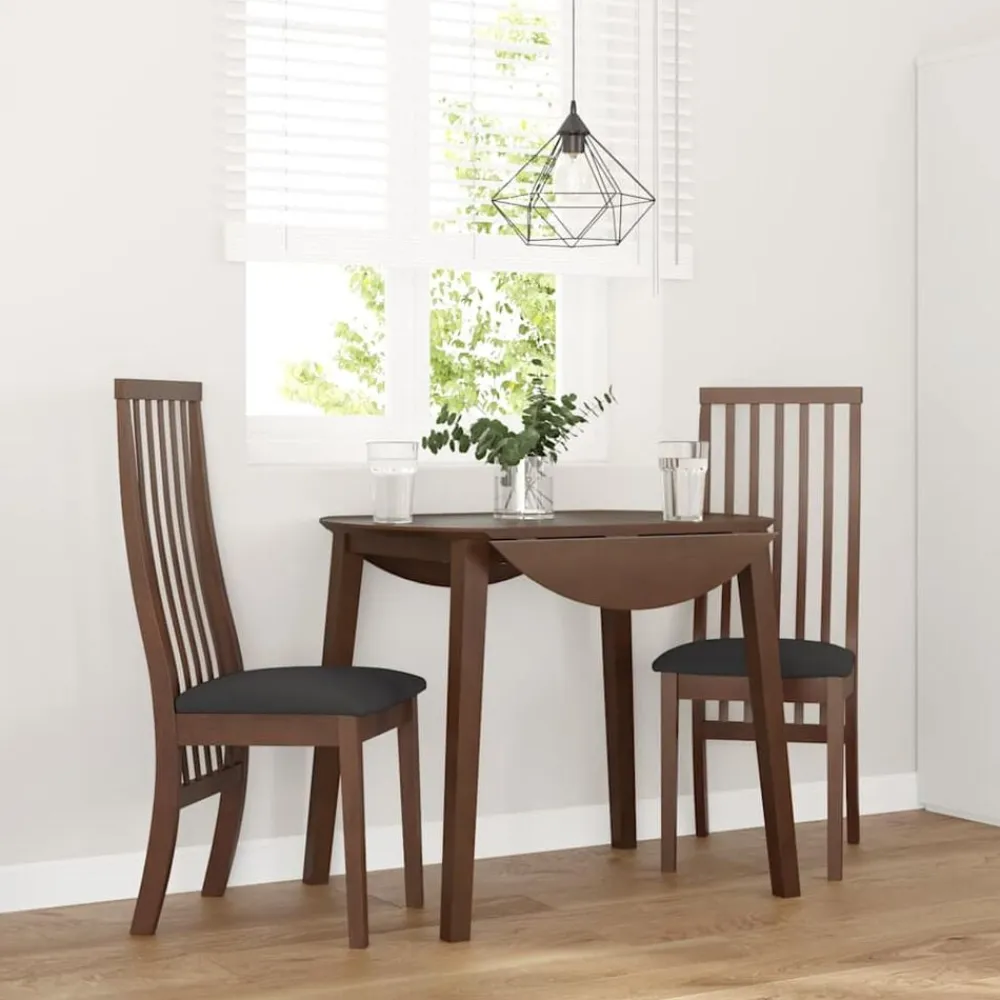 vidaXL Sillas de comedor con cojines 2 uds madera maciza marrón caucho Marrón y negro Hot