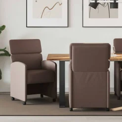 vidaXL Sillas-Sillas de Comedor con Ruedas 2 pcs Marrón 58 x 65 x 98 cm