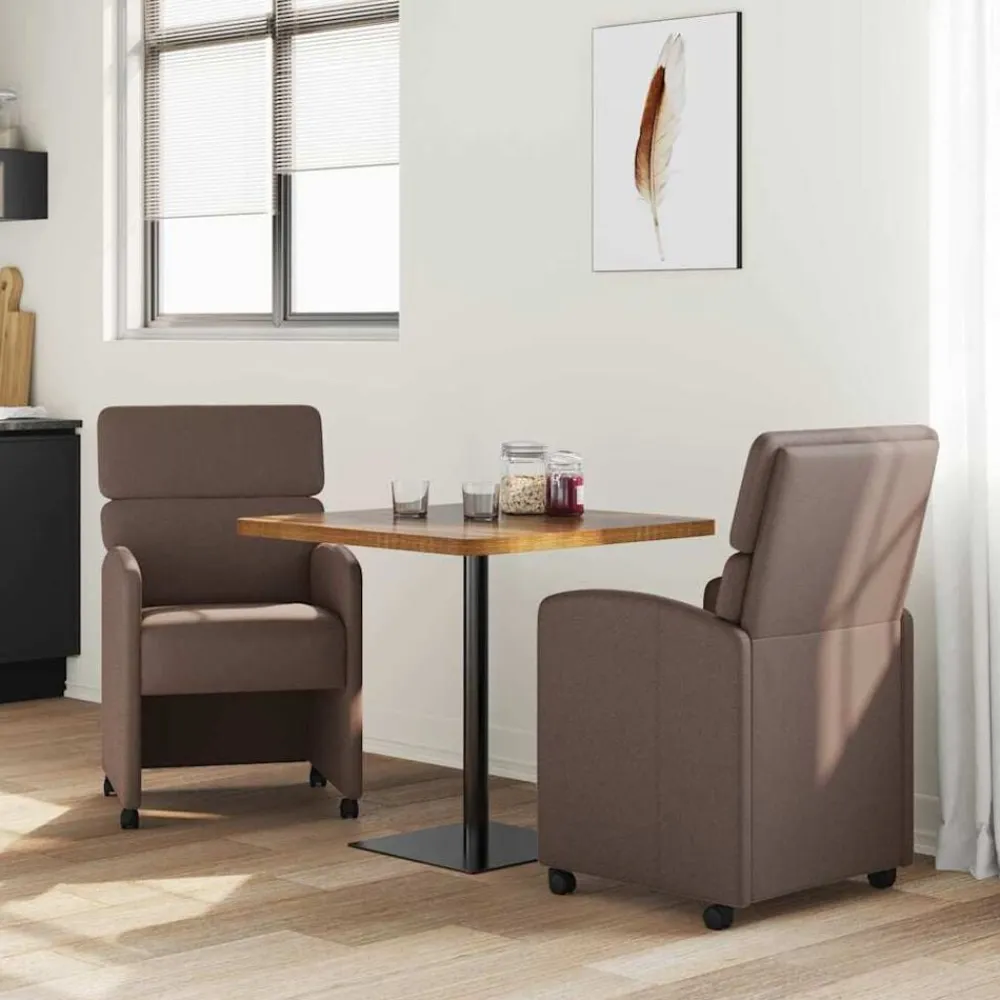 vidaXL Sillas-Sillas de Comedor con Ruedas 2 pcs Marrón 58 x 65 x 98 cm