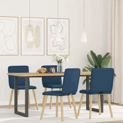 vidaXL Sillas de comedor 4 unidades tela Azul Clearance