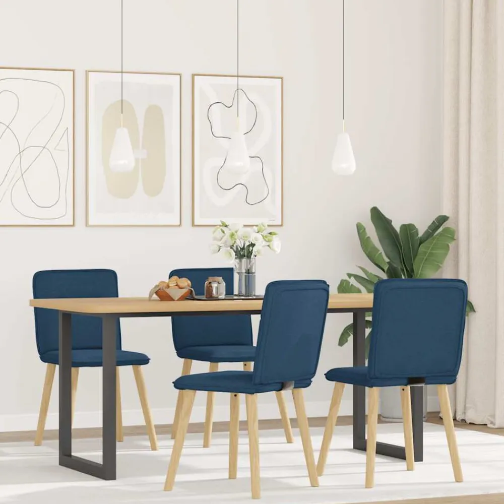 vidaXL Sillas de comedor 4 unidades tela Azul Clearance