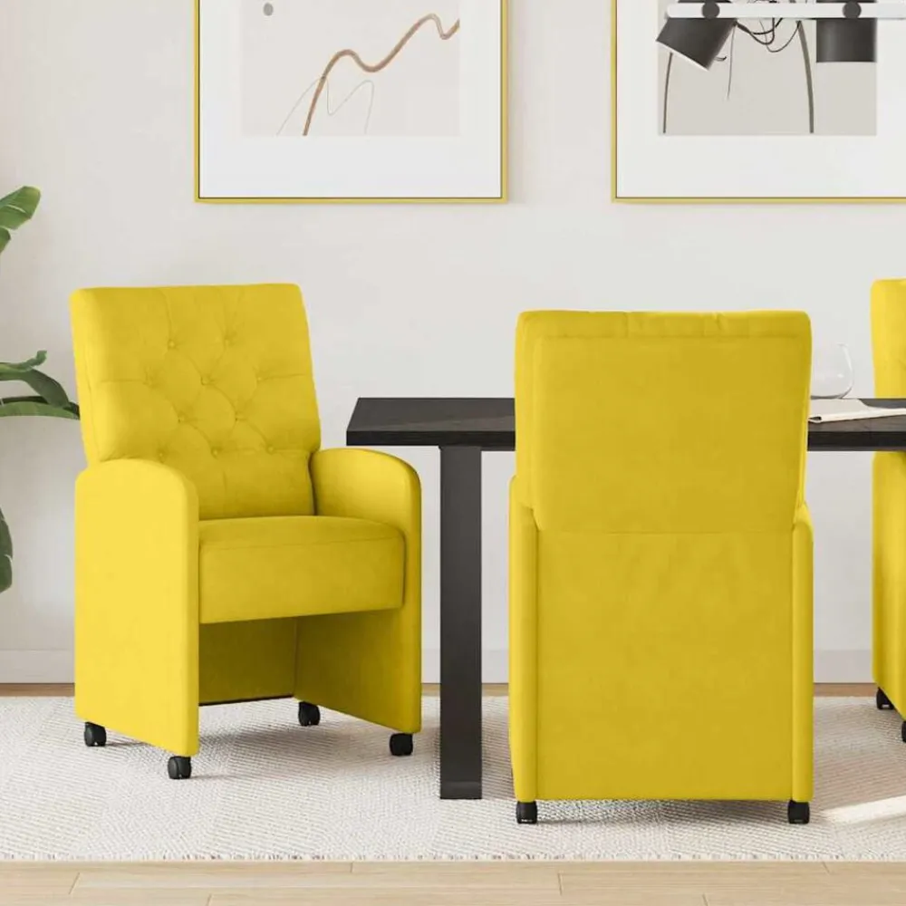 vidaXL Sillas de Comedor con Ruedas 2 pcs 58 x 67 x 97 cm Amarillo Sale