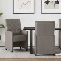 vidaXL Sillas de Comedor con Ruedas 2 pcs 58 x 67 x 97 cm Gris Outlet