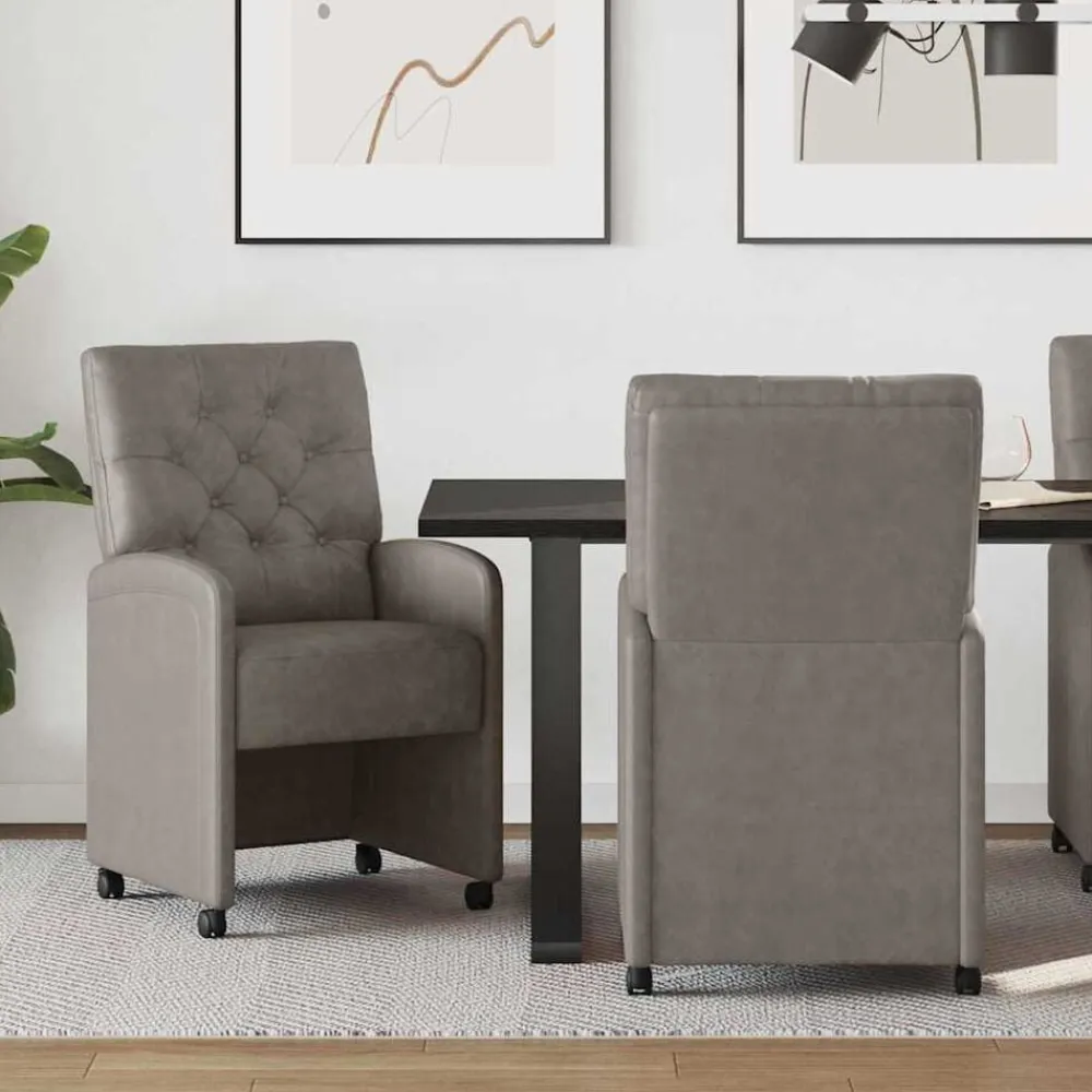 vidaXL Sillas de Comedor con Ruedas 2 pcs 58 x 67 x 97 cm Gris Outlet