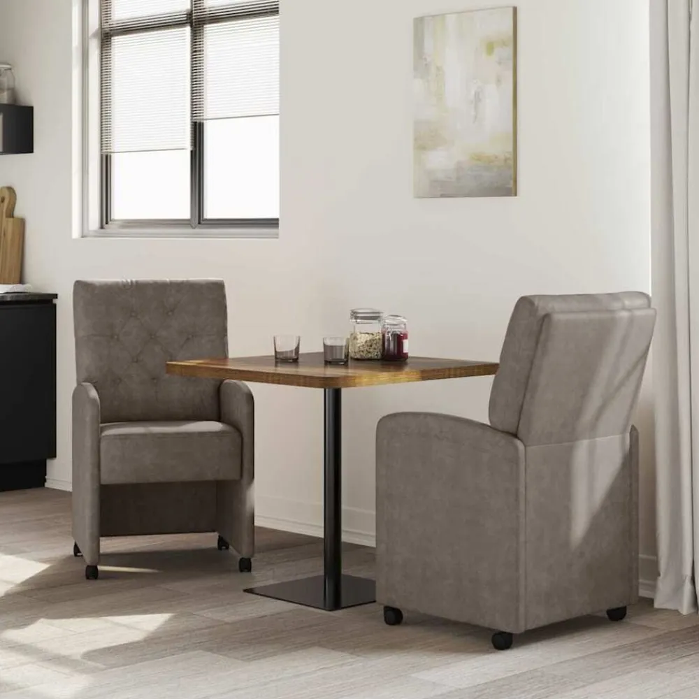 vidaXL Sillas de Comedor con Ruedas 2 pcs 58 x 67 x 97 cm Gris Outlet