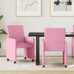 vidaXL Sillas de Comedor con Ruedas 2 pcs 57 x 66 x 94 cm tela Rosa Discount