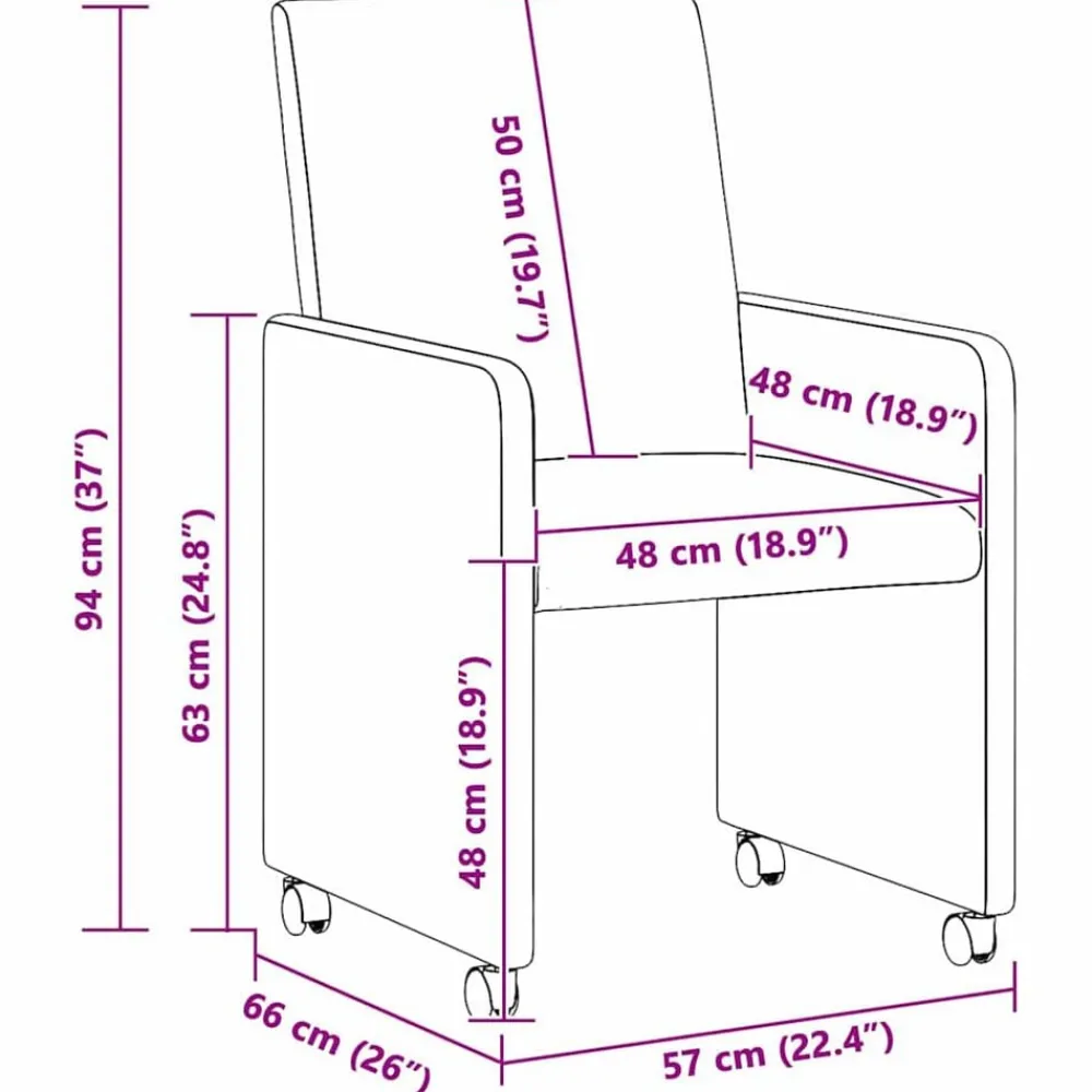 vidaXL Sillas de Comedor con Ruedas 2 pcs 57 x 66 x 94 cm tela Rosa Discount