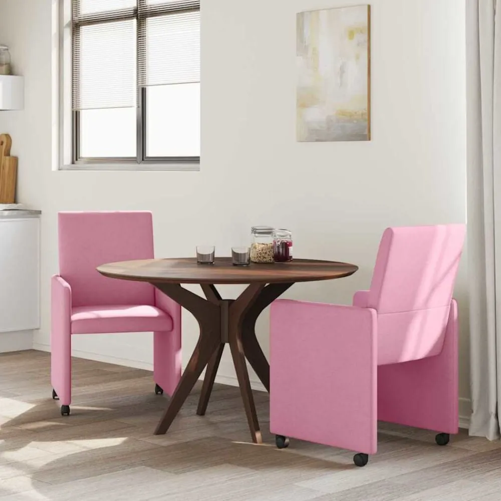 vidaXL Sillas de Comedor con Ruedas 2 pcs 57 x 66 x 94 cm tela Rosa Discount