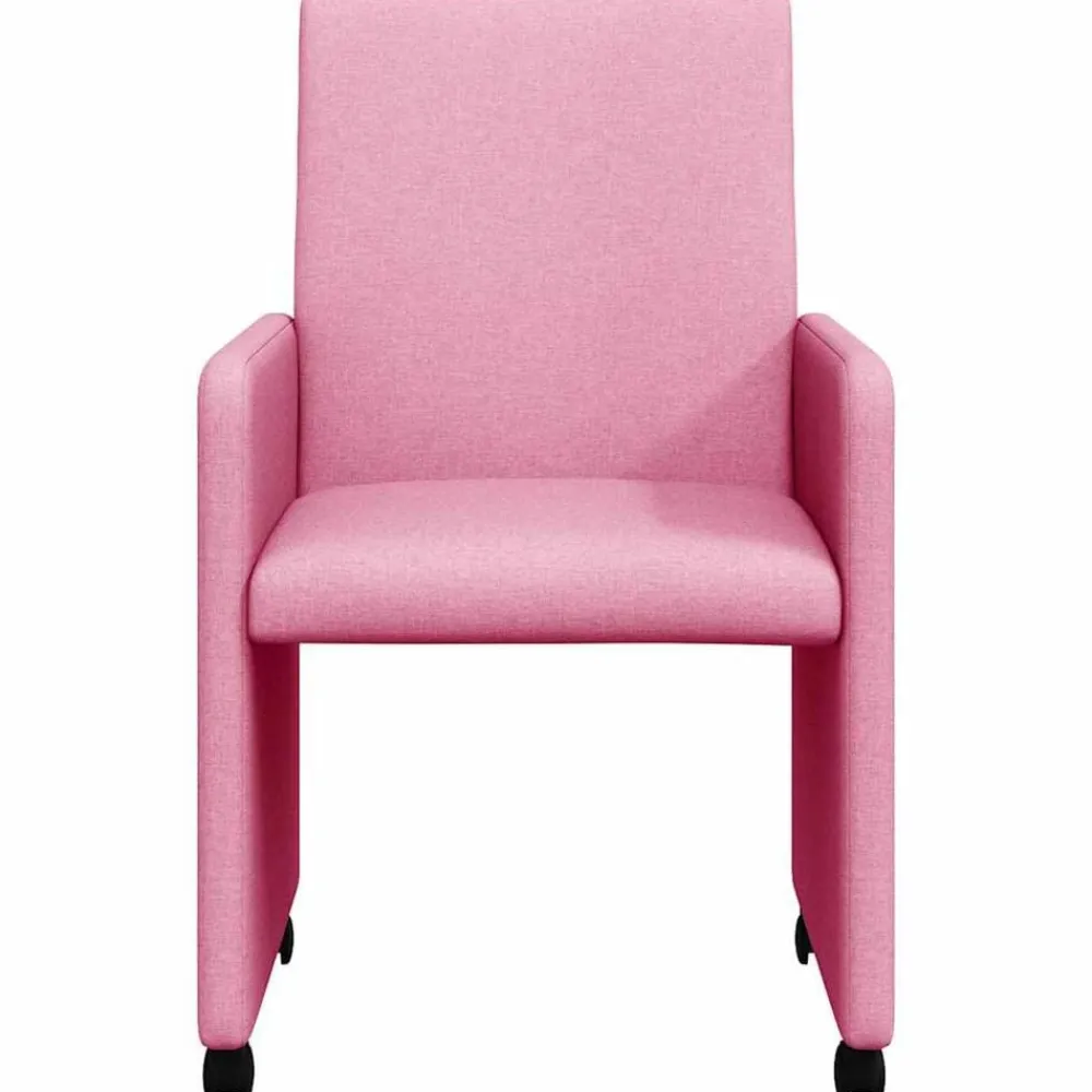 vidaXL Sillas de Comedor con Ruedas 2 pcs 57 x 66 x 94 cm tela Rosa Discount