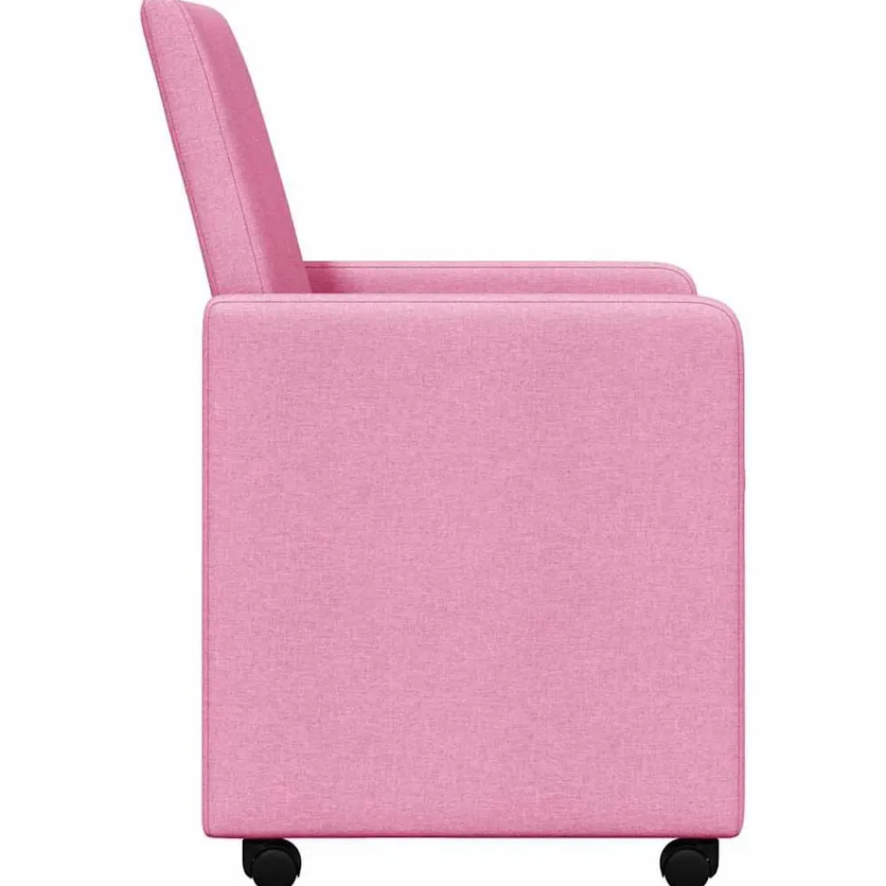 vidaXL Sillas de Comedor con Ruedas 2 pcs 57 x 66 x 94 cm tela Rosa Discount