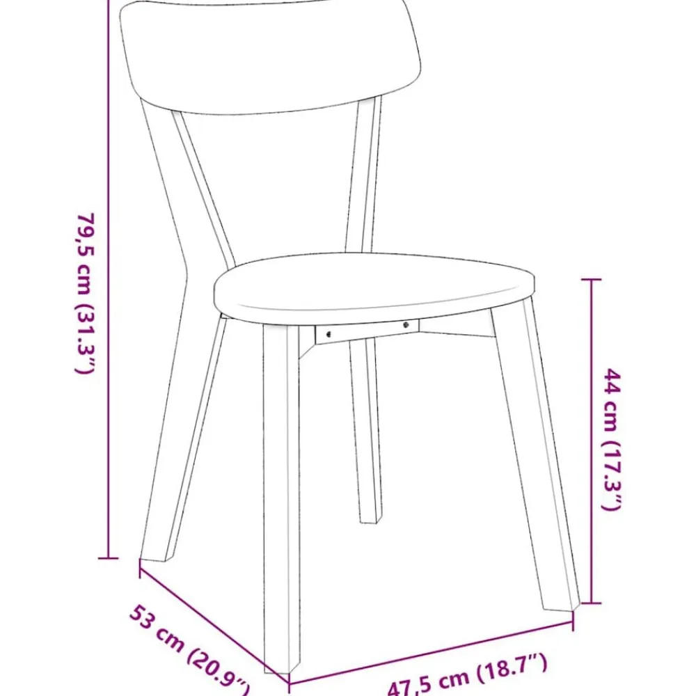 vidaXL Sillas-Sillas de comedor 2 unidades madera maciza de caucho