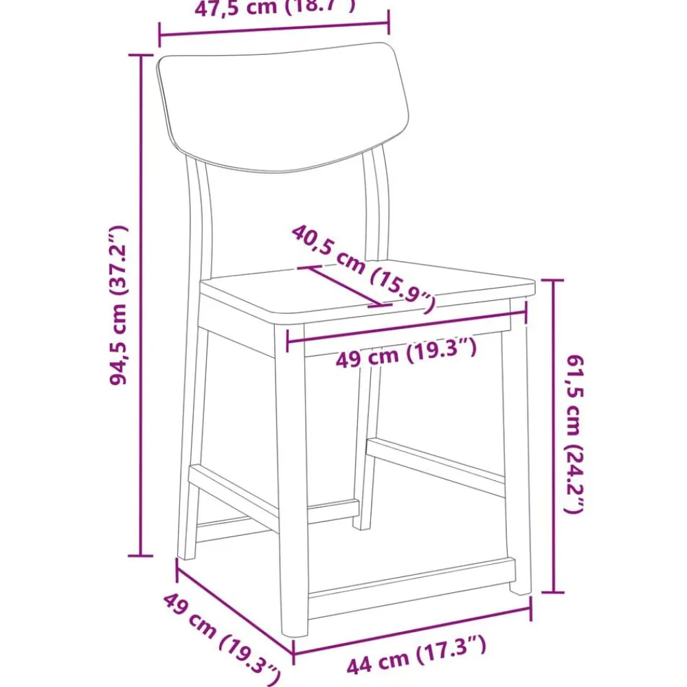 vidaXL Sillas de comedor 2 pcs 48 x 49 x 95 cm Madera de Caucho Sólido White Discount
