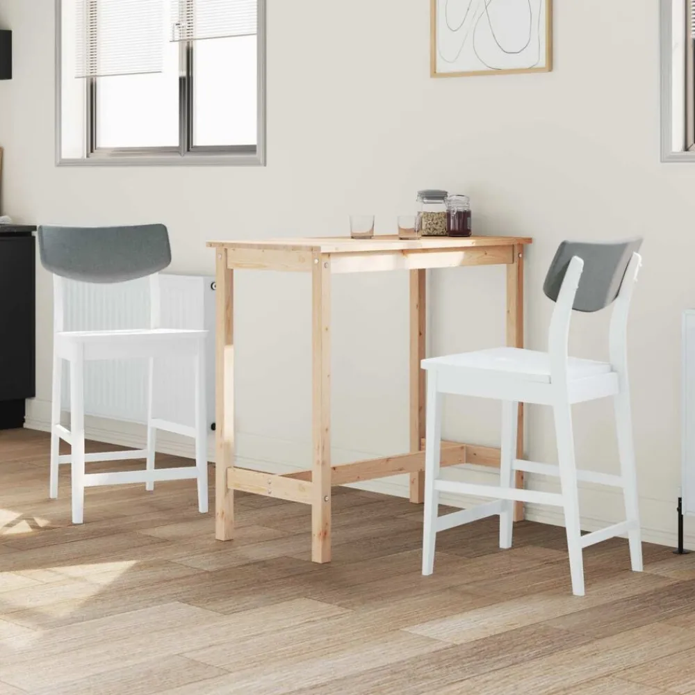 vidaXL Sillas de comedor 2 pcs 48 x 49 x 95 cm Madera de Caucho Sólido White Discount