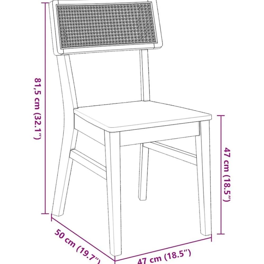 vidaXL Sillas-Sillas de comedor 2 unidades madera maciza de caucho