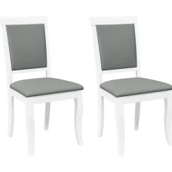 vidaXL Sillas-Sillas de comedor con cojines 2uds madera maciza blanco caucho