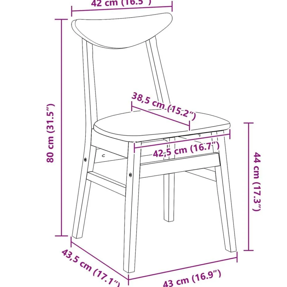 vidaXL Sillas de comedor 2 pcs 42 x 47.5 x 81 cm y marrón Sale
