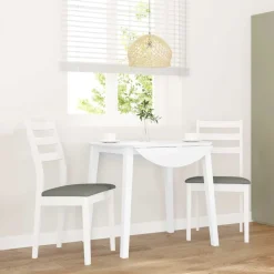 vidaXL Sillas de comedor con cojines 2uds madera maciza blanco caucho Blanco y gris New