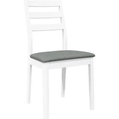 vidaXL Sillas de comedor con cojines 2uds madera maciza blanco caucho Blanco y gris New