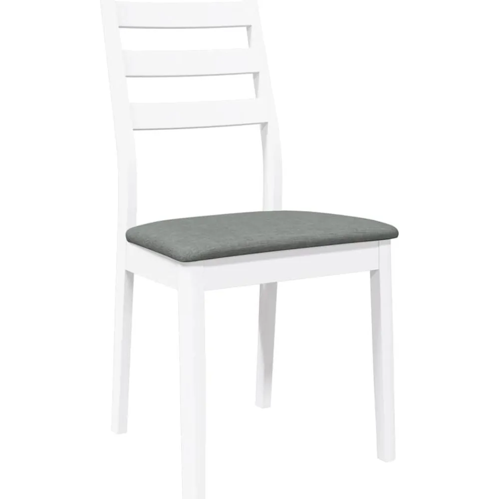 vidaXL Sillas de comedor con cojines 2uds madera maciza blanco caucho Blanco y gris New