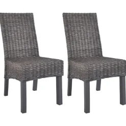 vidaXL Sillas de comedor 2 unidades ratán Kubu y madera caoba marrón Marrón Online