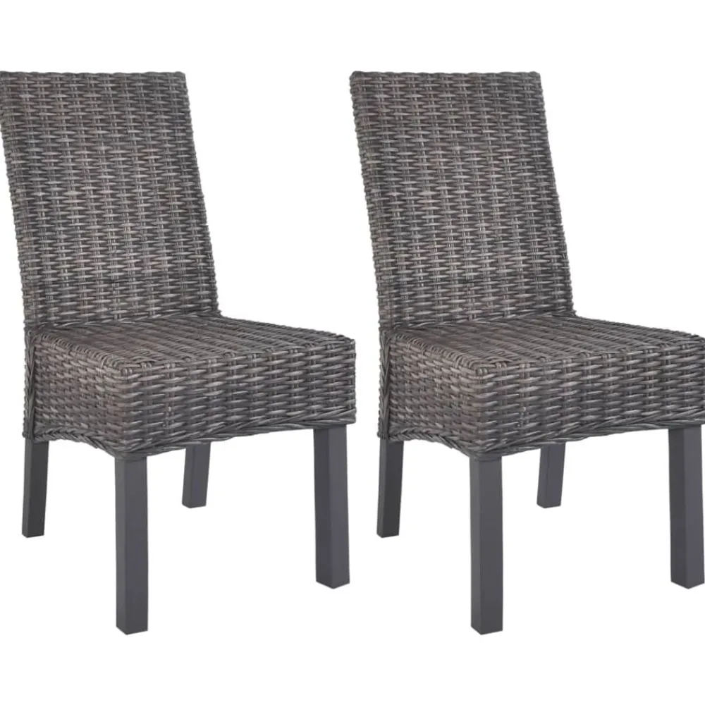 vidaXL Sillas de comedor 2 unidades ratán Kubu y madera caoba marrón Marrón Online