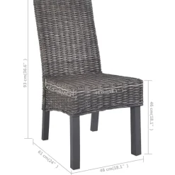 vidaXL Sillas de comedor 2 unidades ratán Kubu y madera caoba marrón Marrón Online