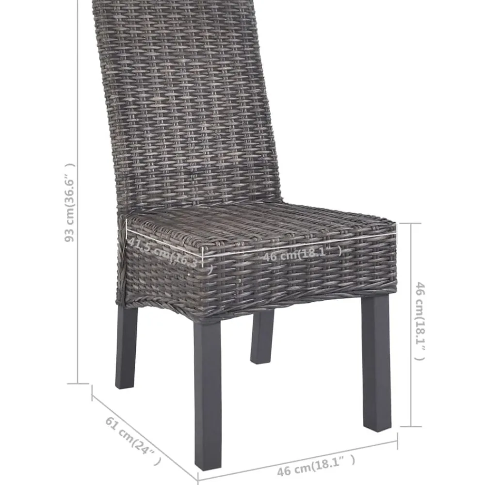 vidaXL Sillas de comedor 2 unidades ratán Kubu y madera caoba marrón Marrón Online