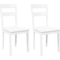 vidaXL Sillas de comedor 2 unidades madera maciza de caucho Blanco Clearance
