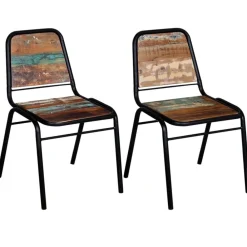 vidaXL Sillas-Sillas de comedor 2 unidades madera maciza reciclada